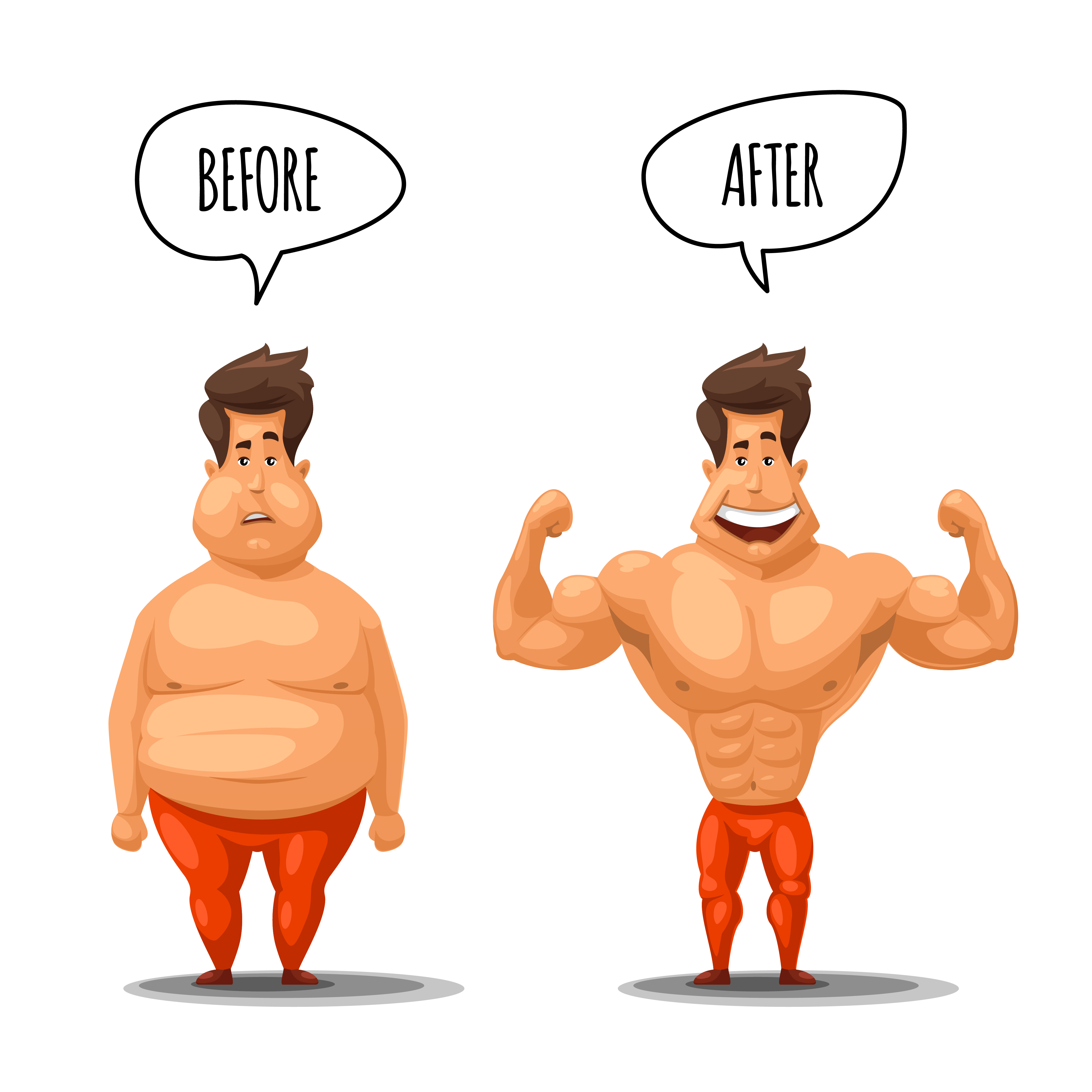 1607.m00.i125.n006.P.c25.426934942 Weight loss. Man before and after diet vector illustration